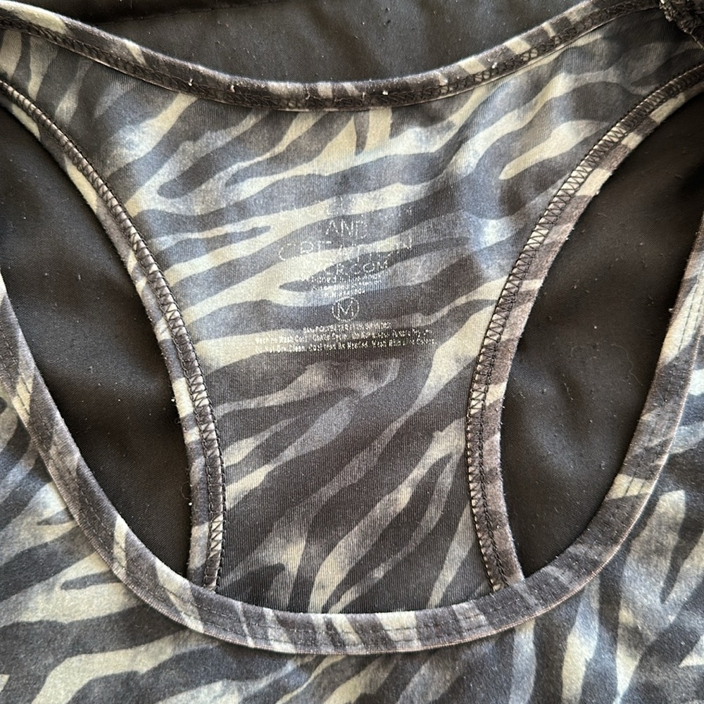 Zebra Print Racerback Women's Top - Picture 2 of 5